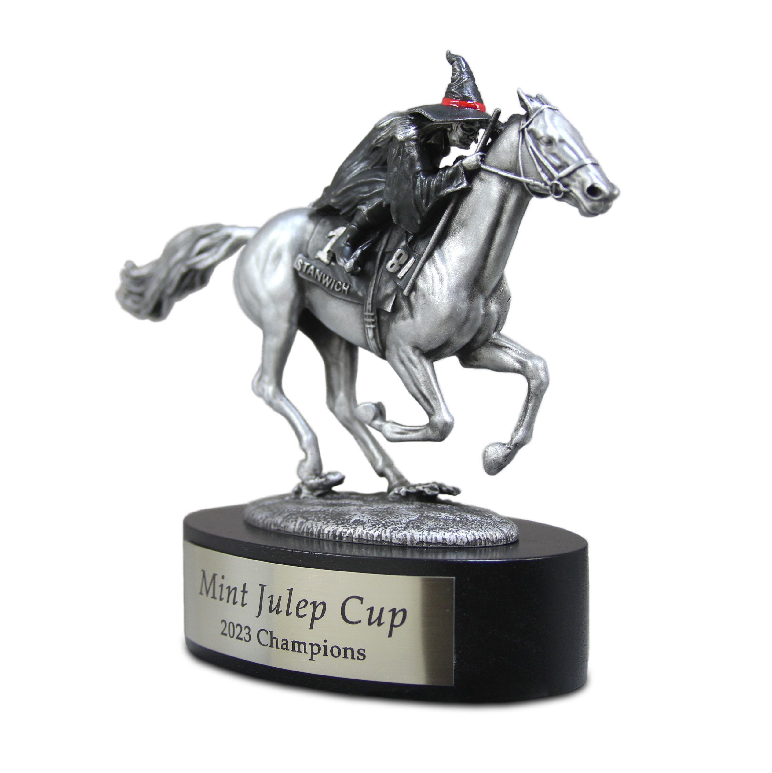 Stanwich Mint Julep Racing Witch trophy by Malcolm DeMille (side)